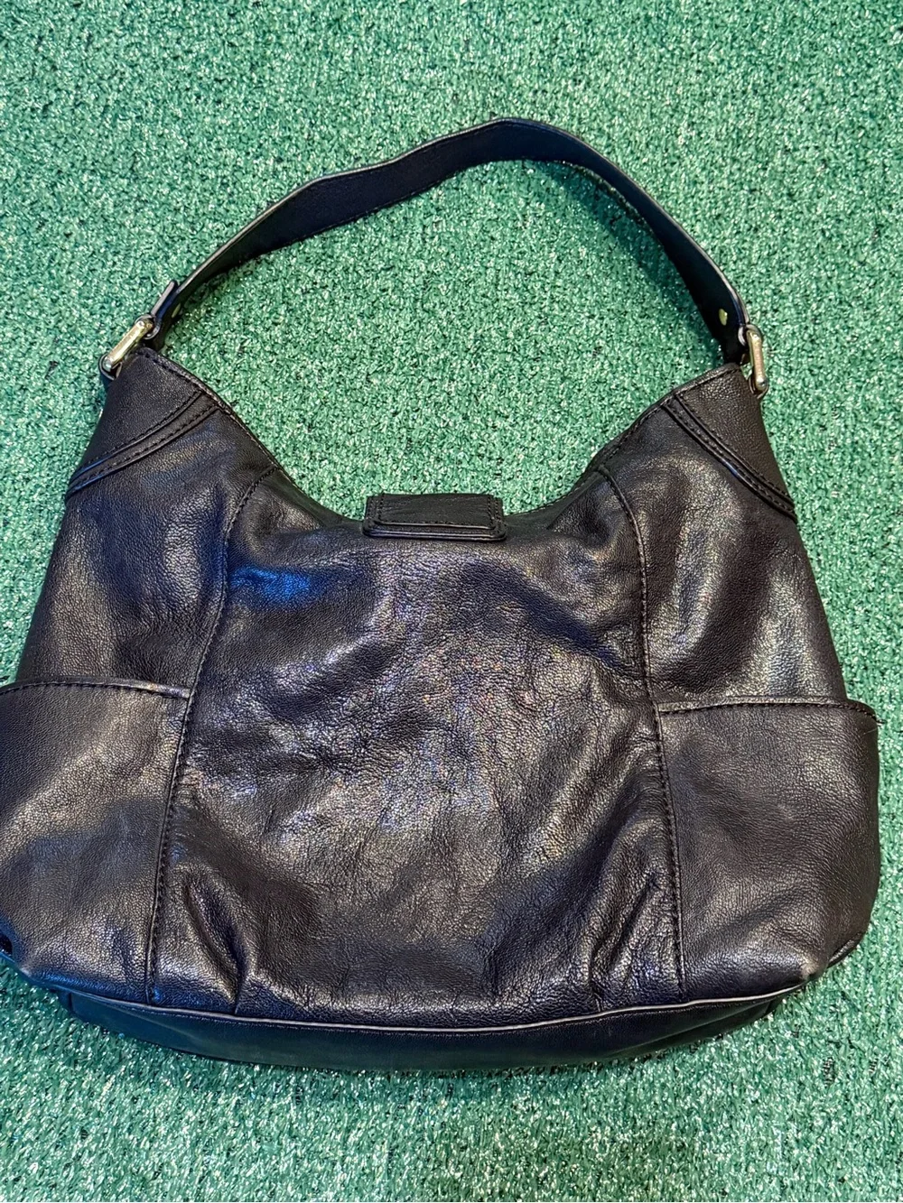 Michael Kors Black Leather Shoulder Hobo with Gold Tone Hardware
